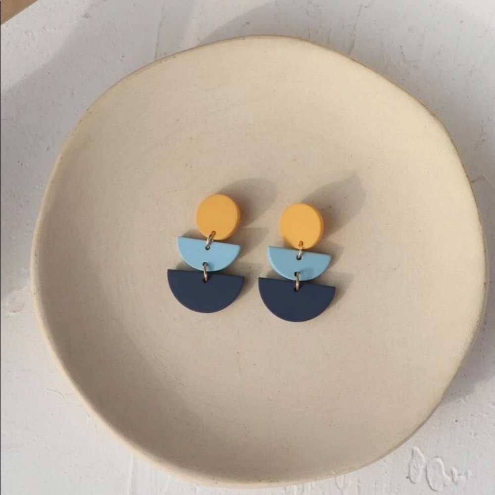 Yellow and Blue Dangling Stud - Picture 3 of 4